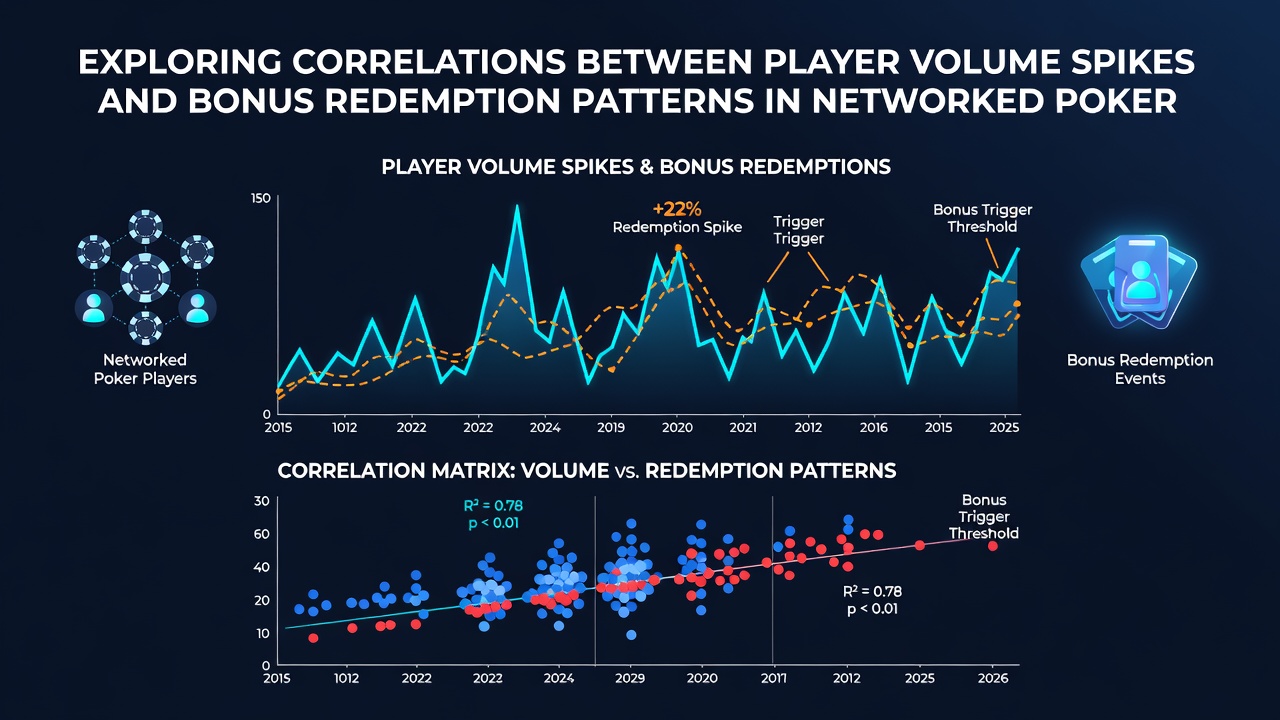 Data visualization of poker player volume spikes aligned with bonus redemption timelines